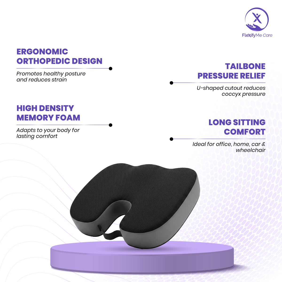 Coccyx Seat Cushion | U-Shaped Memory Foam Support